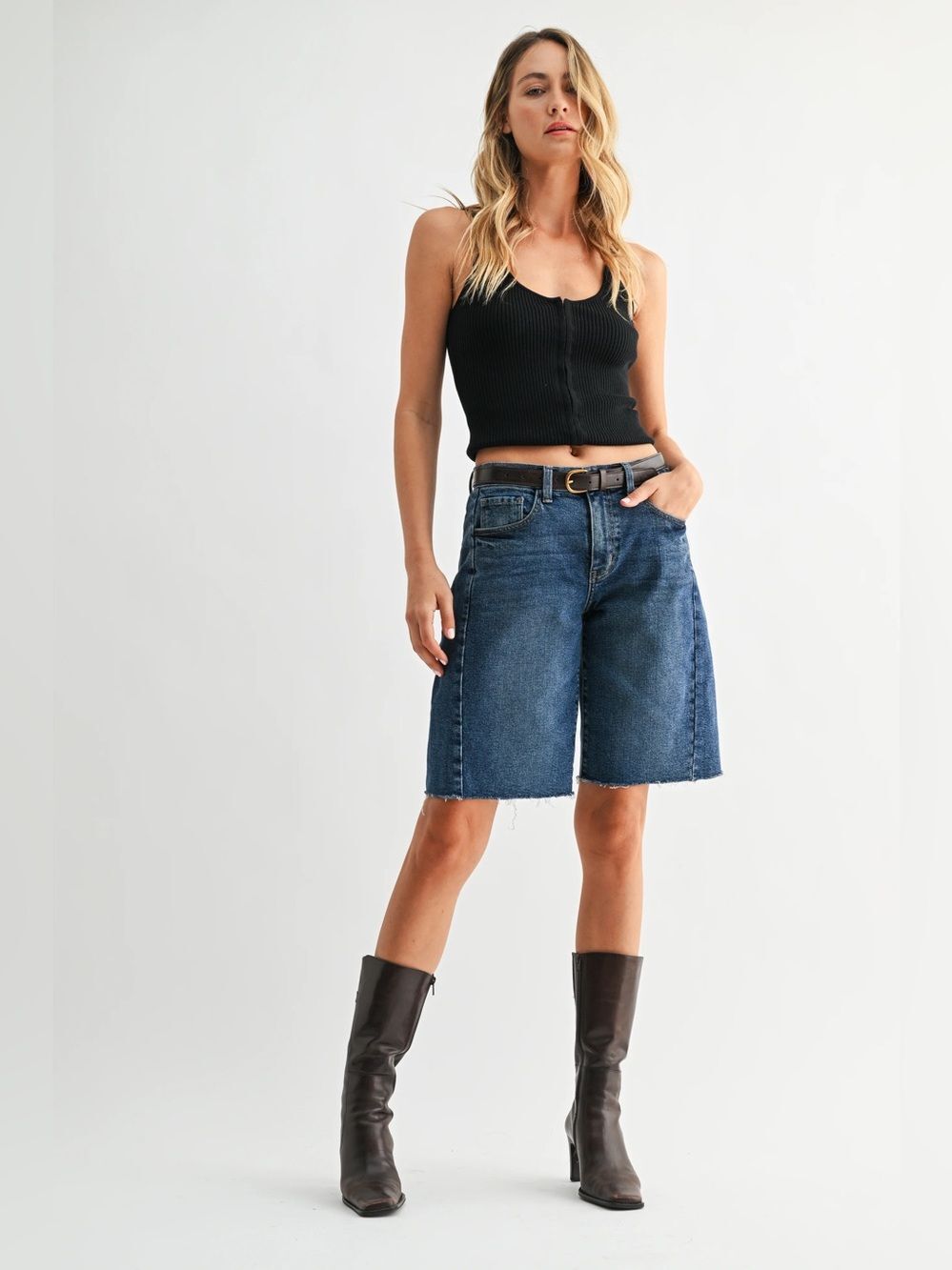 Just Black The Seamed Longer
Short NWT XL Dark Denim BH522J Relaxed Elongted
